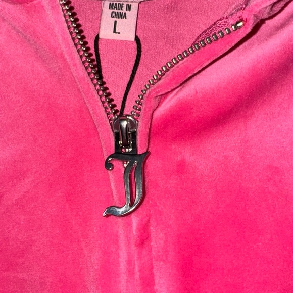 Juicy Couture OG Big Bling velour hoodie in the color "Hot Pink/Silver" - Picture 3 of 6